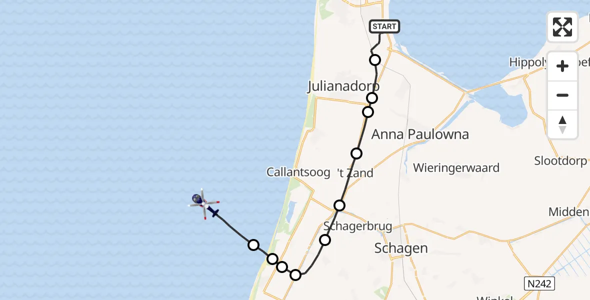 Vluchtroute Politiehelikopter Vliegveld De Kooy - , 27 juni 2023, 09:11