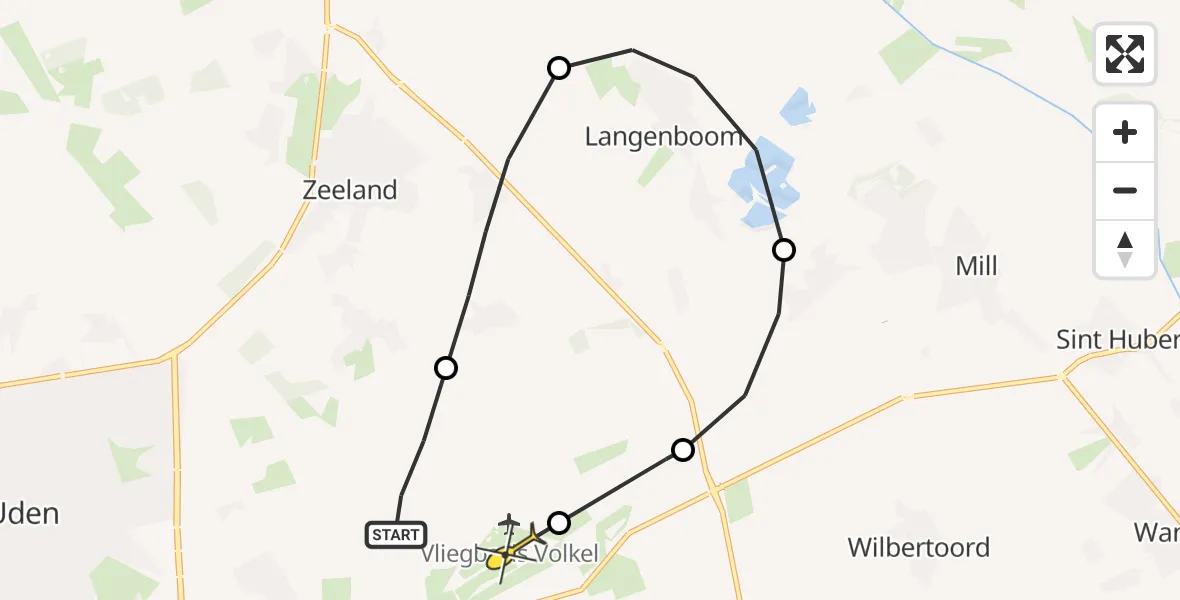 Routekaart van de vlucht: Lifeliner 3 naar Vliegbasis Volkel