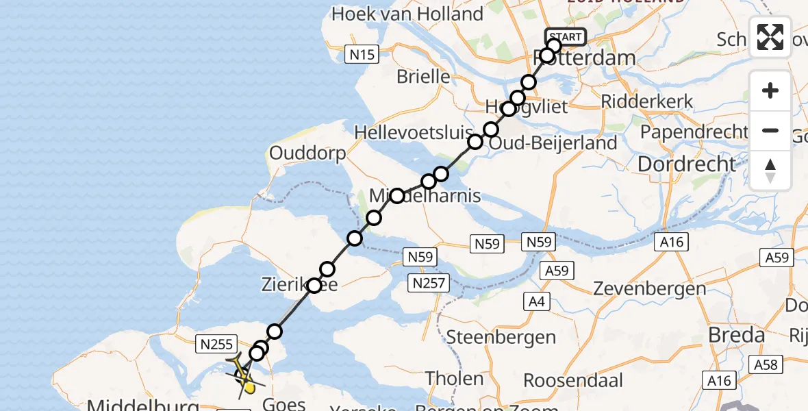 Routekaart van de vlucht: Lifeliner 2 naar Wolphaartsdijk