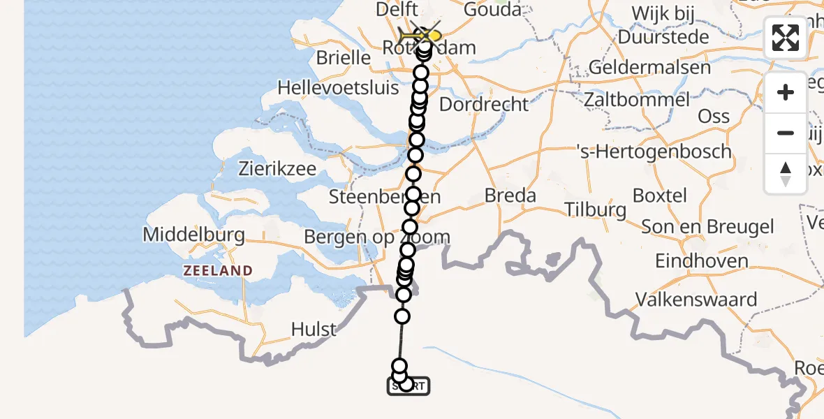 Routekaart van de vlucht: Lifeliner 2 naar Rotterdam The Hague Airport