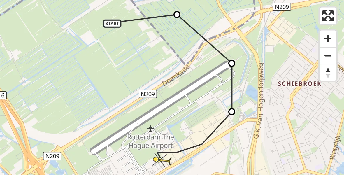 Routekaart van de vlucht: Lifeliner 2 naar Rotterdam The Hague Airport