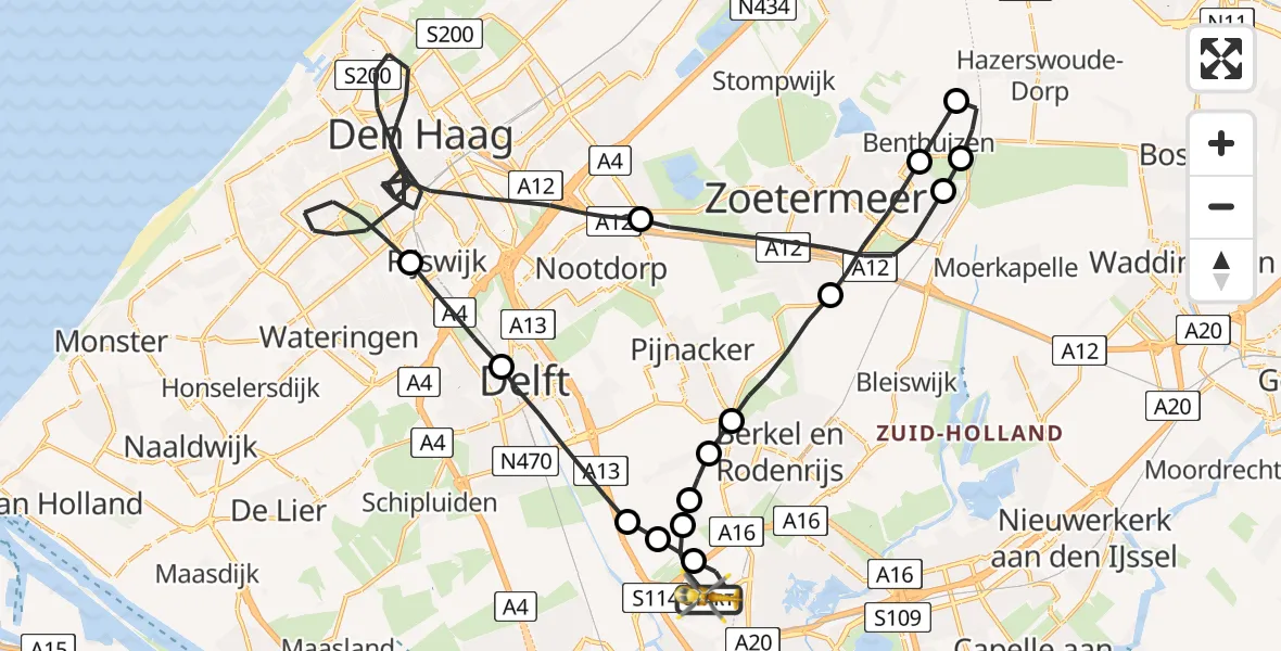 Vluchtroute Traumahelikopter Rotterdam The Hague Airport - Rotterdam The Hague Airport, 27 juni 2023, 14:52