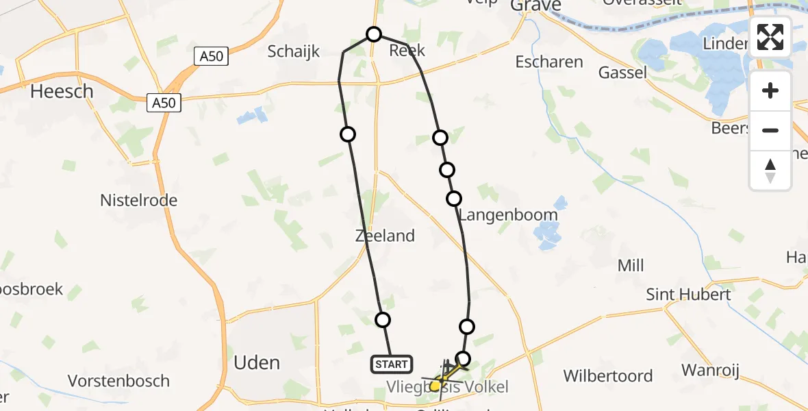 Routekaart van de vlucht: Lifeliner 3 naar Vliegbasis Volkel