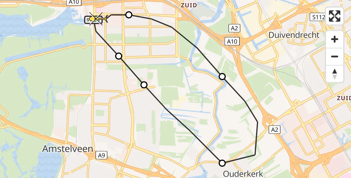 Routekaart van de vlucht: Lifeliner 1 naar VU Medisch Centrum Amsterdam