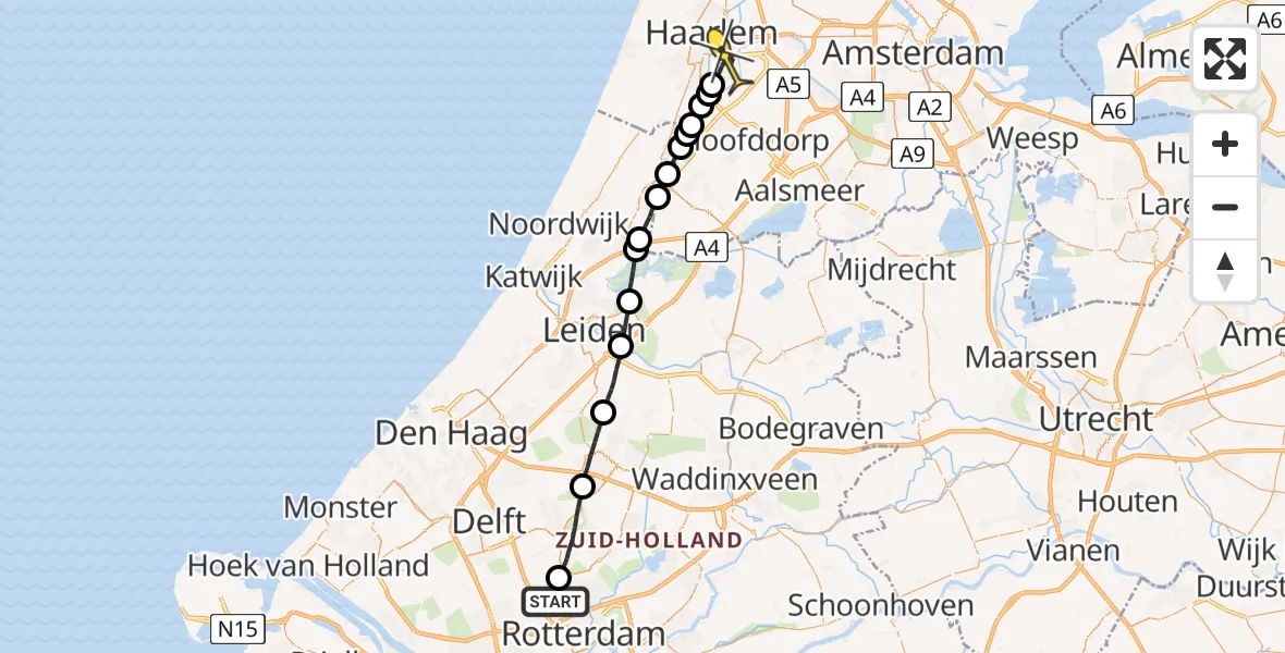 Routekaart van de vlucht: Lifeliner 2 naar Haarlem