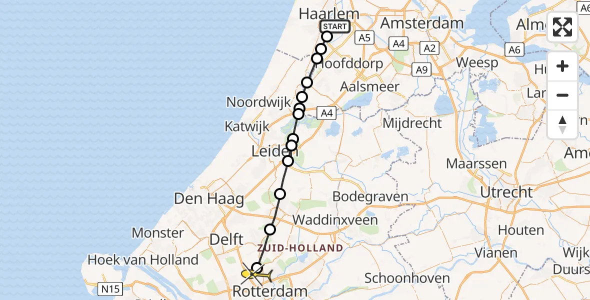 Routekaart van de vlucht: Lifeliner 2 naar Rotterdam The Hague Airport