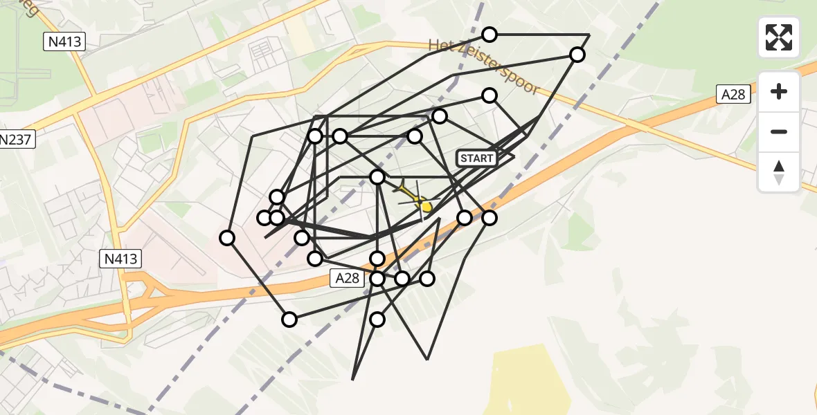 Routekaart van de vlucht: Politieheli naar Amersfoort