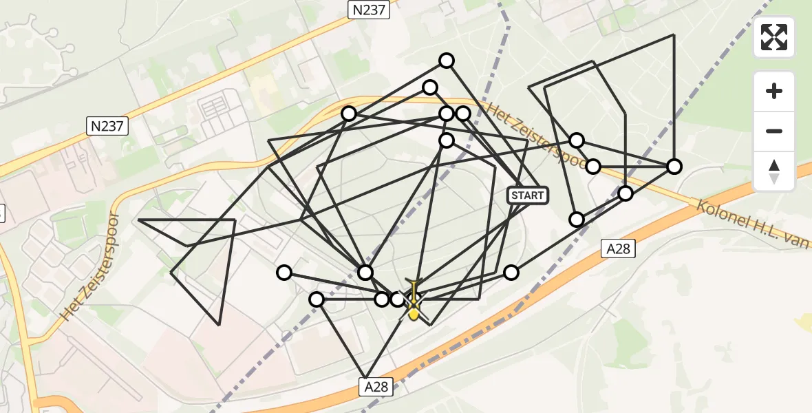 Routekaart van de vlucht: Politieheli naar Amersfoort