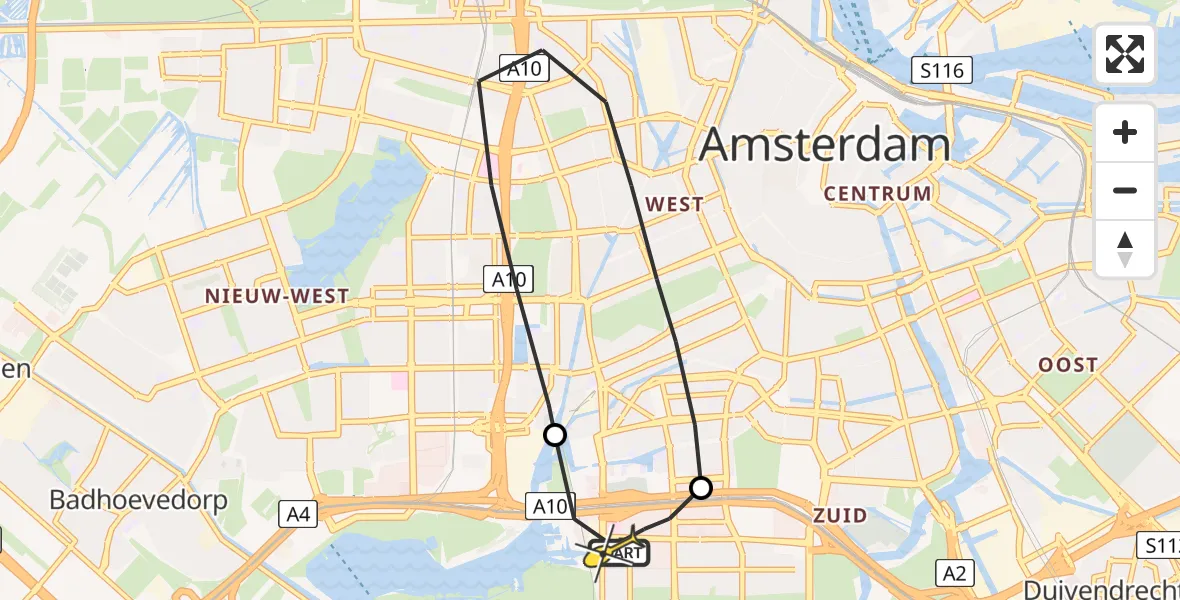 Routekaart van de vlucht: Lifeliner 1 naar VU Medisch Centrum Amsterdam