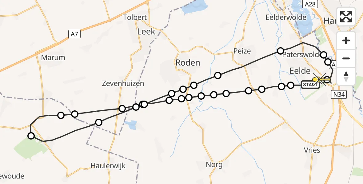 Routekaart van de vlucht: Lifeliner 4 naar Groningen Airport Eelde