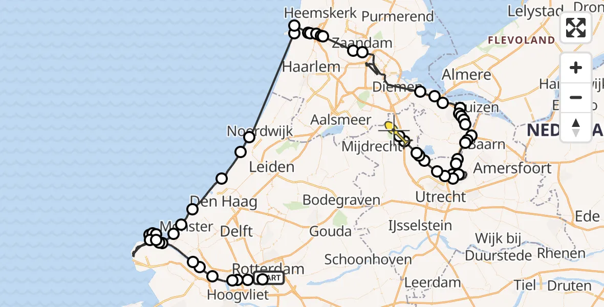 Routekaart van de vlucht: Politieheli naar Vinkeveen