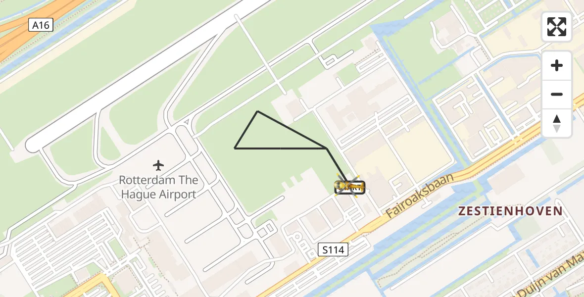 Vluchtroute Traumahelikopter Rotterdam The Hague Airport - Rotterdam The Hague Airport, 28 juni 2023, 10:36