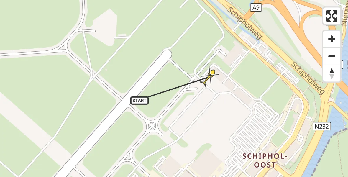 Vluchtroute Politiehelikopter van Schiphol naar Schiphol