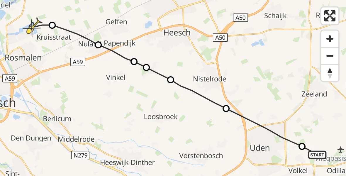 Routekaart van de vlucht: Lifeliner 3 naar Rosmalen