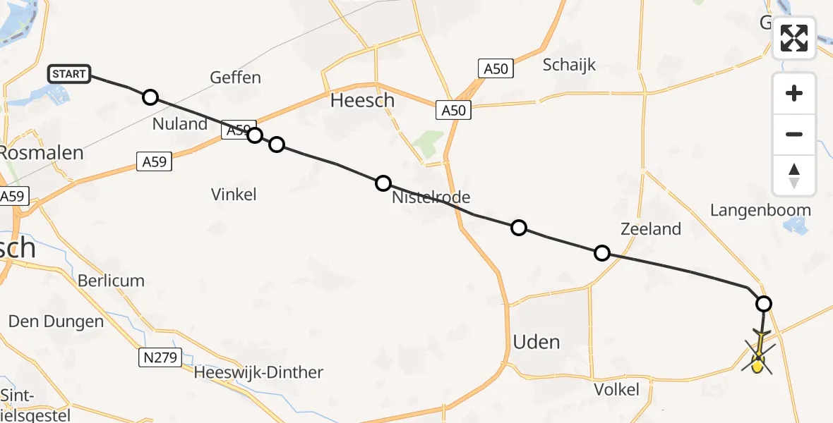 Routekaart van de vlucht: Lifeliner 3 naar Odiliapeel