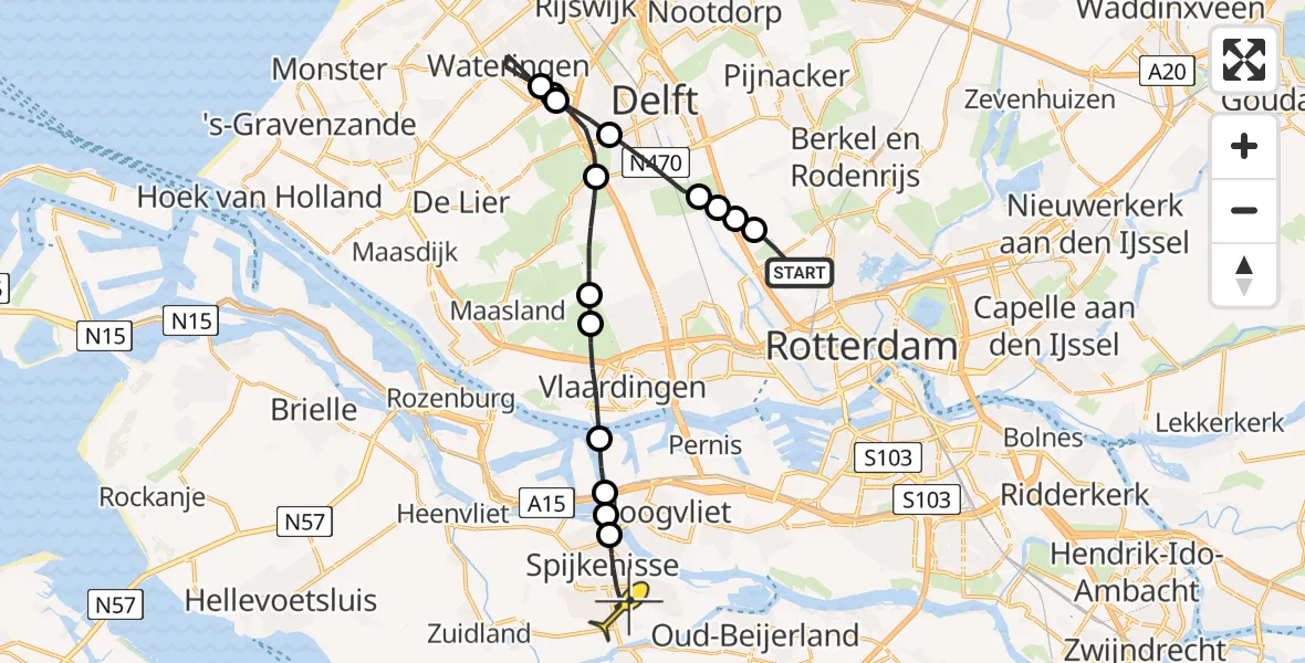 Routekaart van de vlucht: Lifeliner 2 naar Spijkenisse