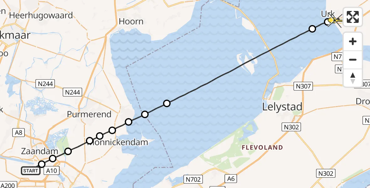 Routekaart van de vlucht: Lifeliner 1 naar Urk