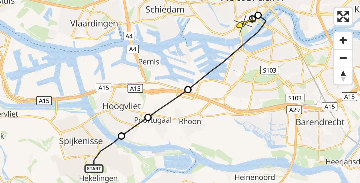 Routekaart van de vlucht: Lifeliner 2 naar Erasmus MC