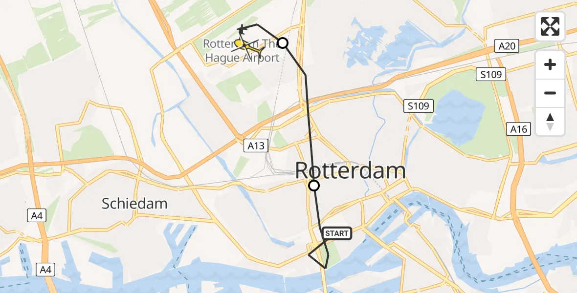 Routekaart van de vlucht: Lifeliner 2 naar Rotterdam The Hague Airport