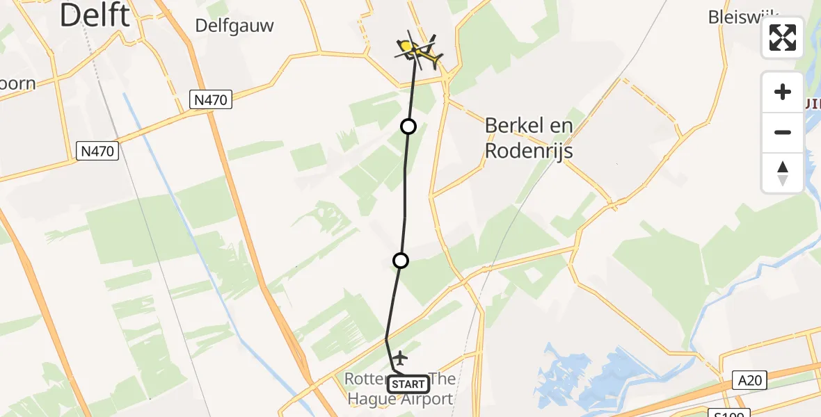 Routekaart van de vlucht: Lifeliner 2 naar Pijnacker