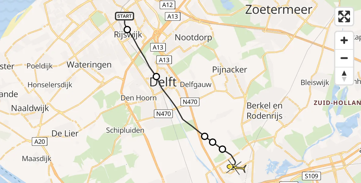 Routekaart van de vlucht: Lifeliner 2 naar Rotterdam The Hague Airport