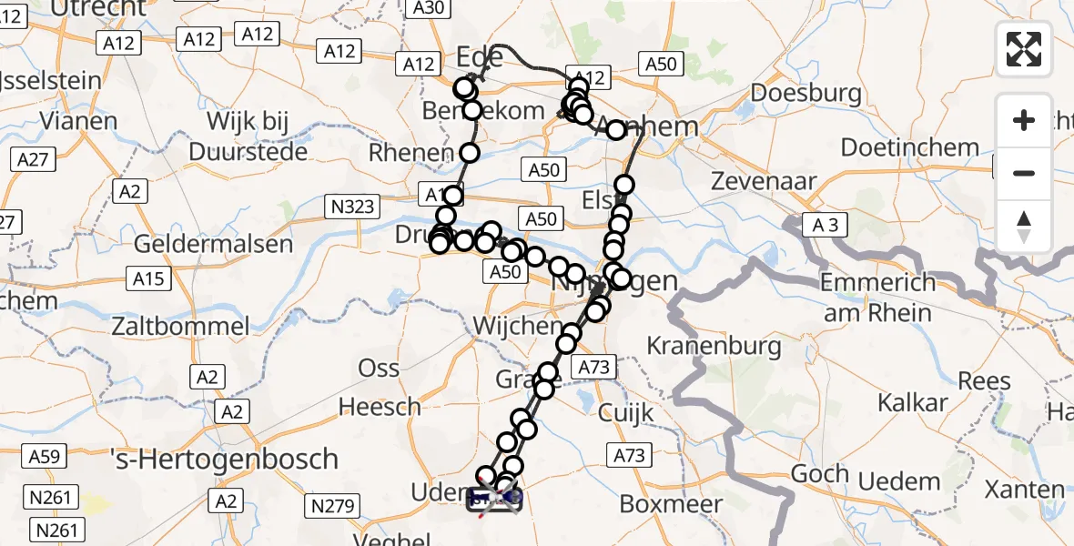 Vluchtroute Politiehelikopter Vliegbasis Volkel - Vliegbasis Volkel, 28 juni 2023, 16:50