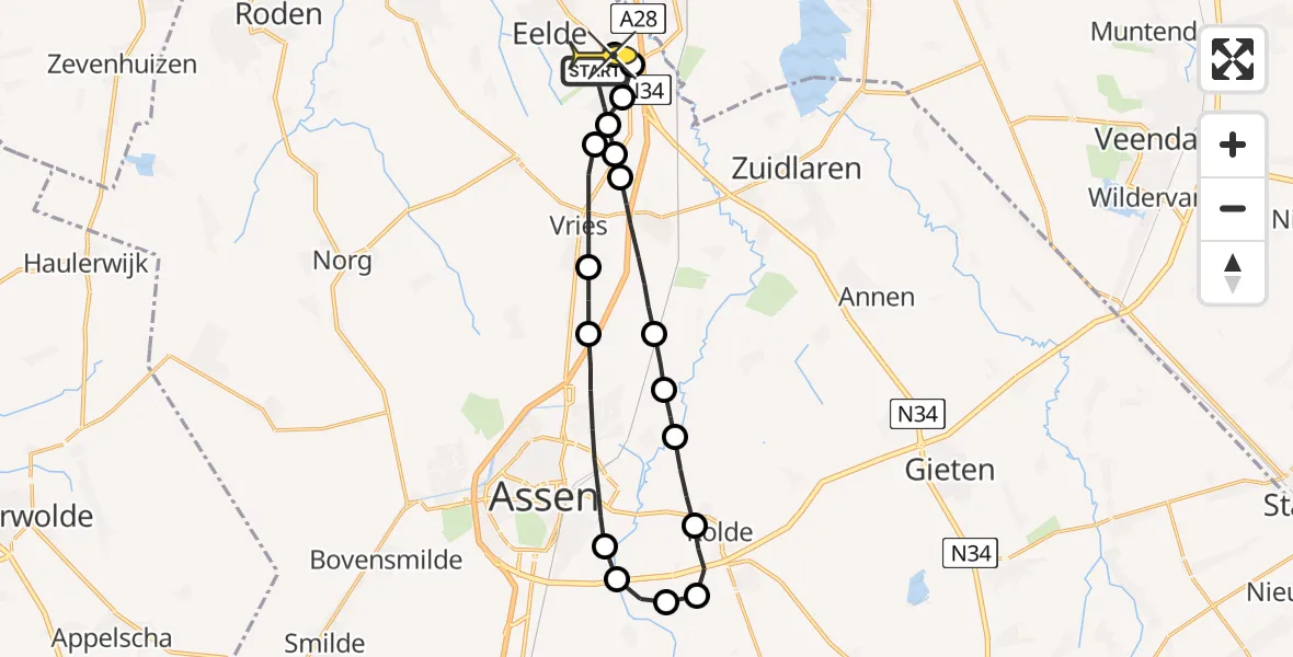 Routekaart van de vlucht: Lifeliner 4 naar Groningen Airport Eelde