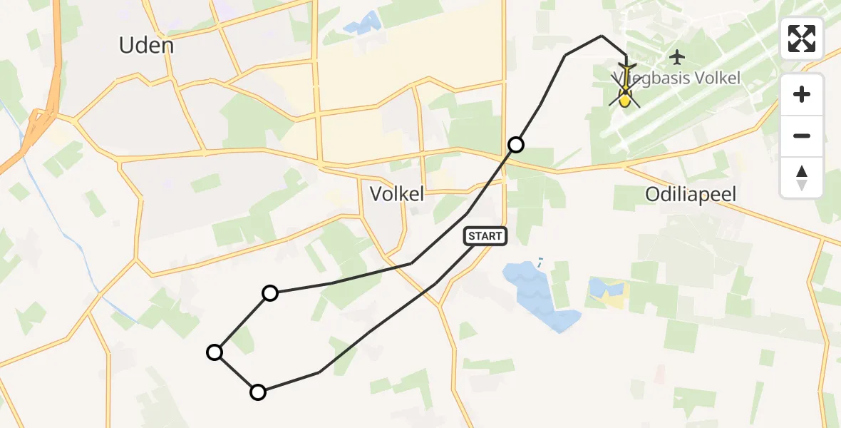 Routekaart van de vlucht: Lifeliner 3 naar Vliegbasis Volkel