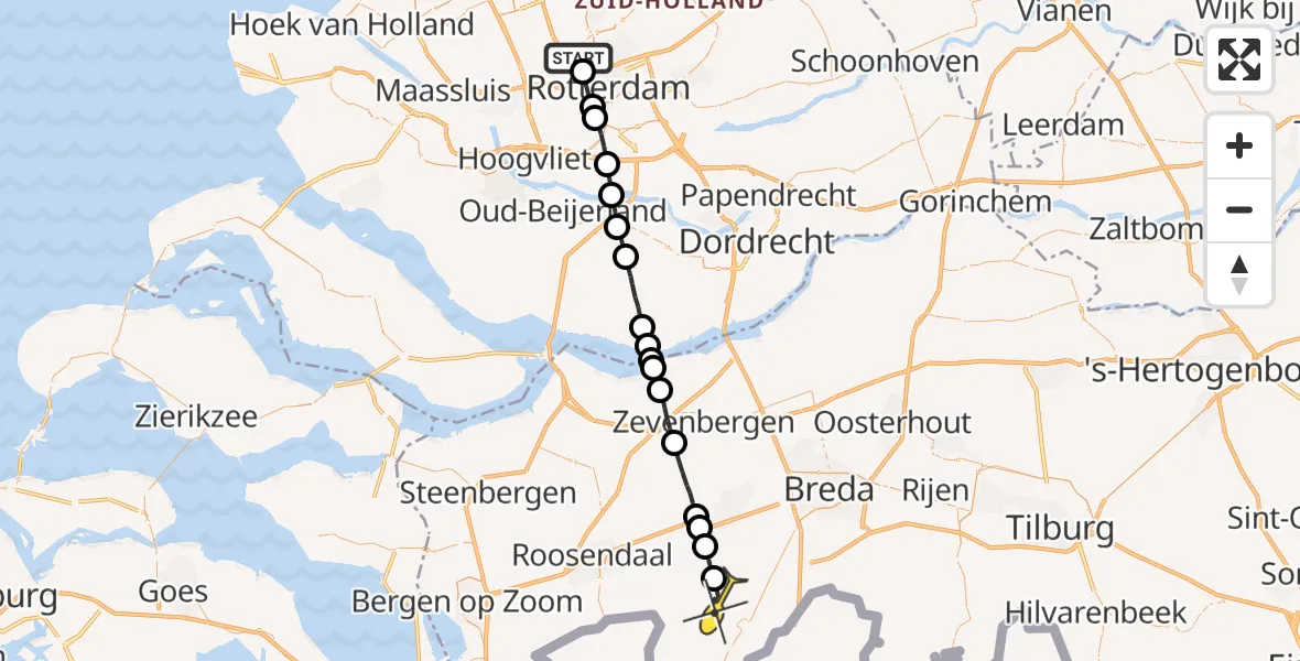 Routekaart van de vlucht: Lifeliner 2 naar Klein Zundert