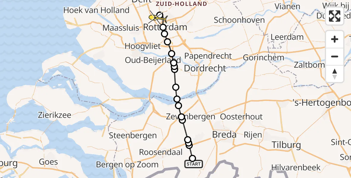 Routekaart van de vlucht: Lifeliner 2 naar Rotterdam The Hague Airport