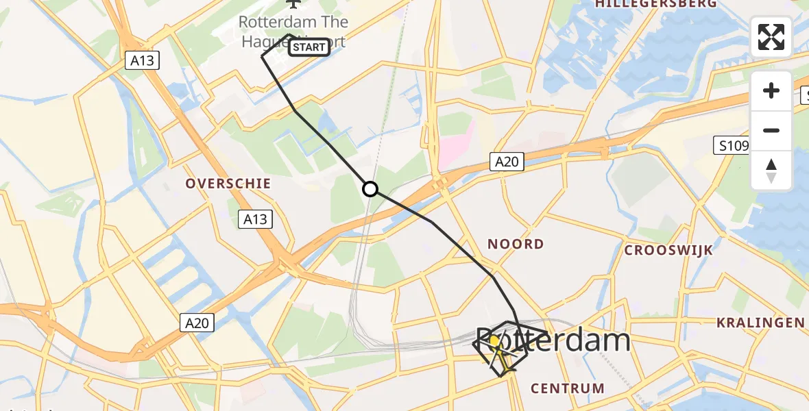 Routekaart van de vlucht: Lifeliner 2 naar Rotterdam