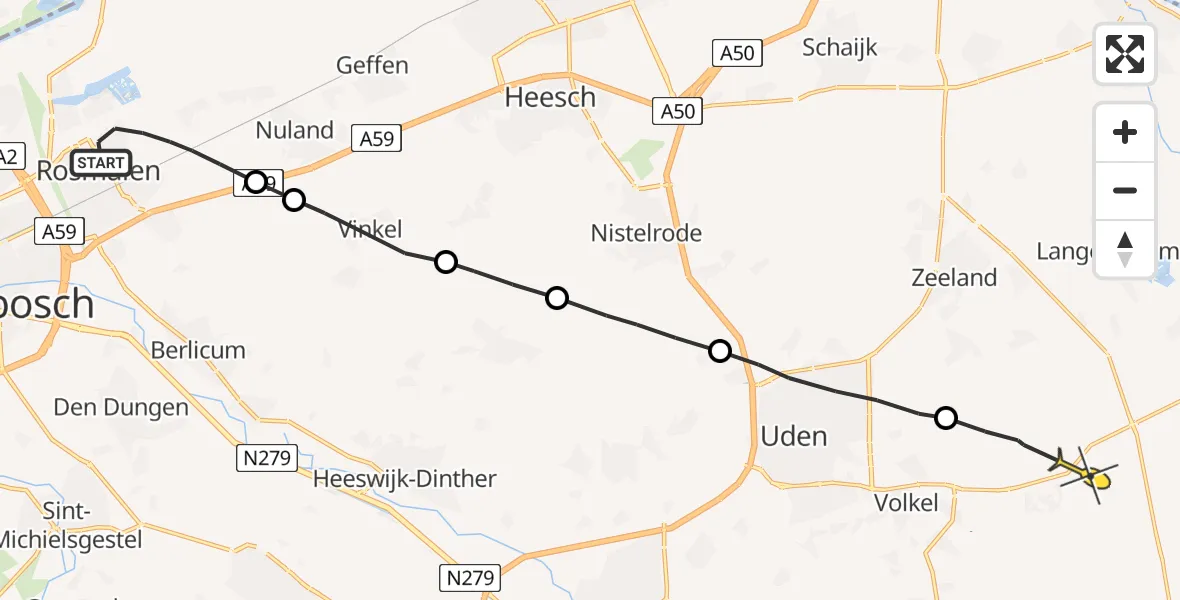 Routekaart van de vlucht: Lifeliner 3 naar Odiliapeel