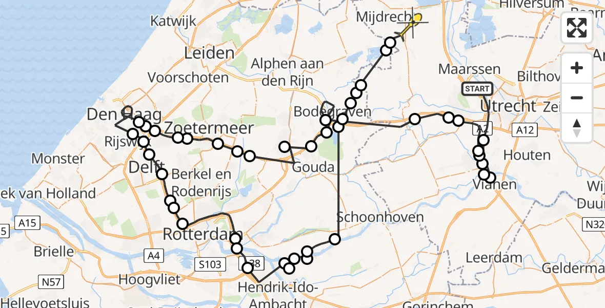 Routekaart van de vlucht: Politiehelikopter naar Wilnis