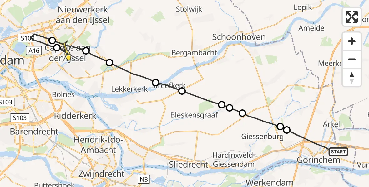 Routekaart van de vlucht: Lifeliner 2 naar Capelle aan den IJssel