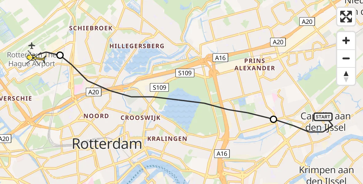 Routekaart van de vlucht: Lifeliner 2 naar Rotterdam The Hague Airport