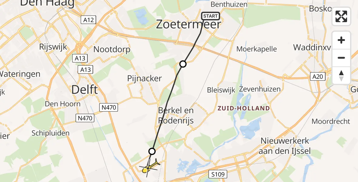 Routekaart van de vlucht: Lifeliner 2 naar Rotterdam The Hague Airport