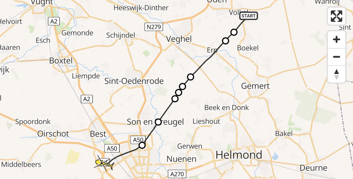 Routekaart van de vlucht: Lifeliner 3 naar Eindhoven