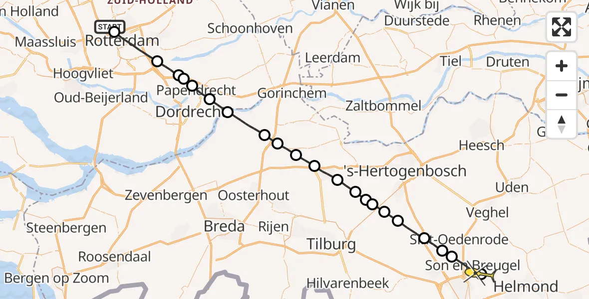 Routekaart van de vlucht: Lifeliner 2 naar Nuenen
