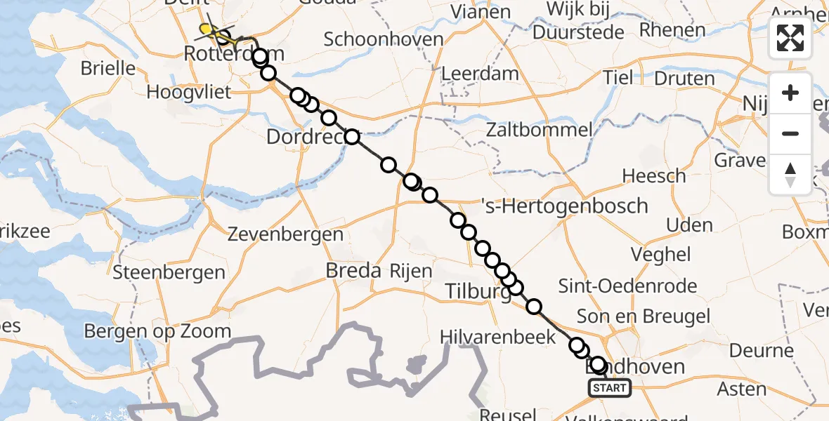 Routekaart van de vlucht: Lifeliner 2 naar Rotterdam The Hague Airport