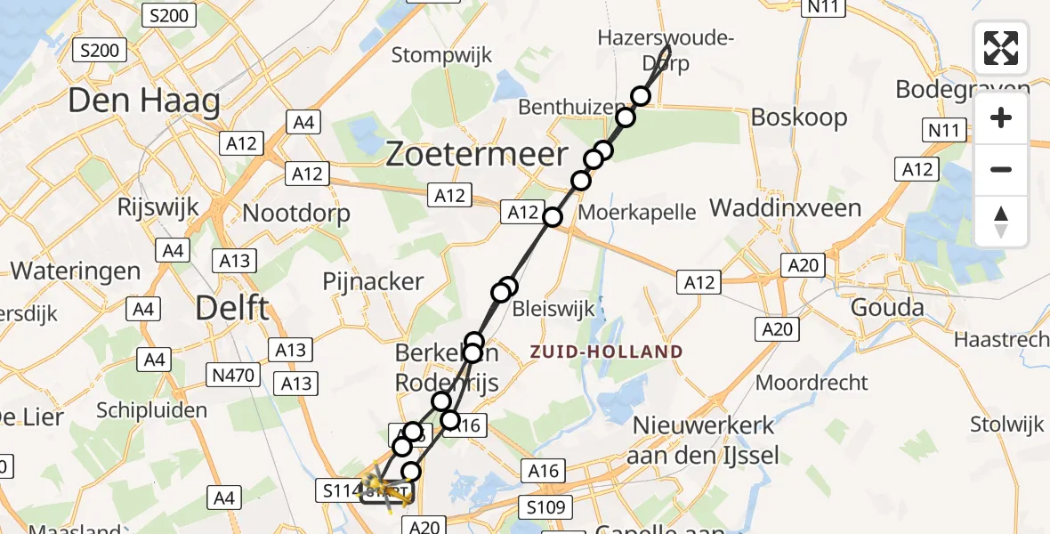 Vluchtroute Traumahelikopter Rotterdam The Hague Airport - Rotterdam The Hague Airport, 29 juni 2023, 16:43