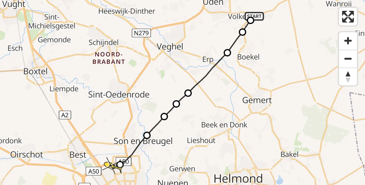 Routekaart van de vlucht: Lifeliner 3 naar Eindhoven