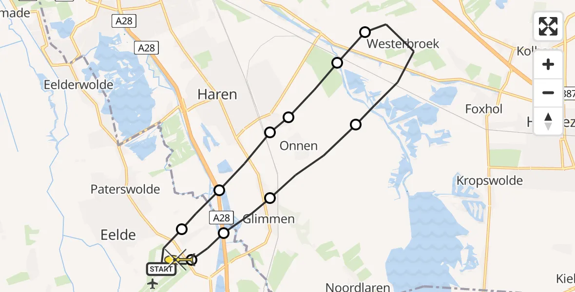 Routekaart van de vlucht: Lifeliner 4 naar Groningen Airport Eelde