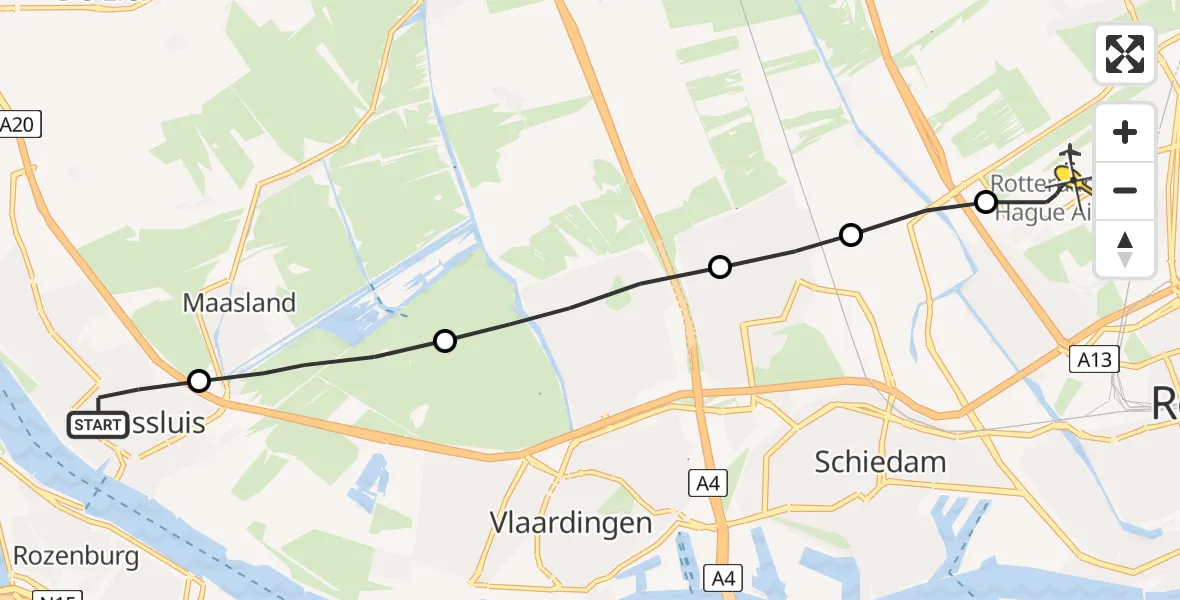 Routekaart van de vlucht: Lifeliner 2 naar Rotterdam The Hague Airport