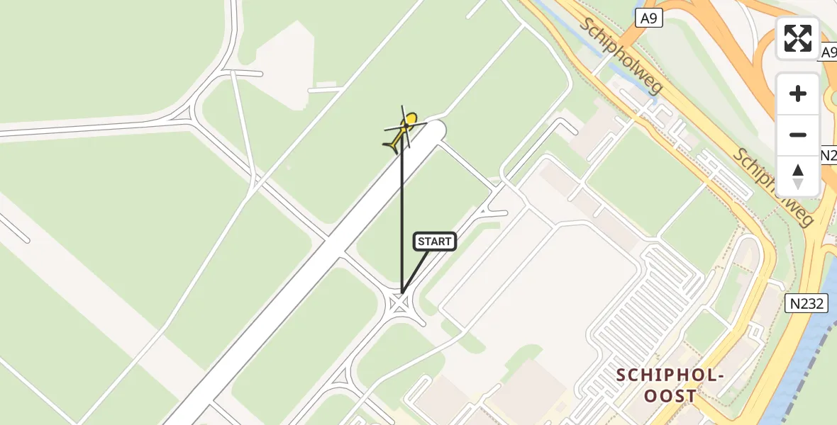 Vluchtroute Politiehelikopter van Schiphol naar Schiphol