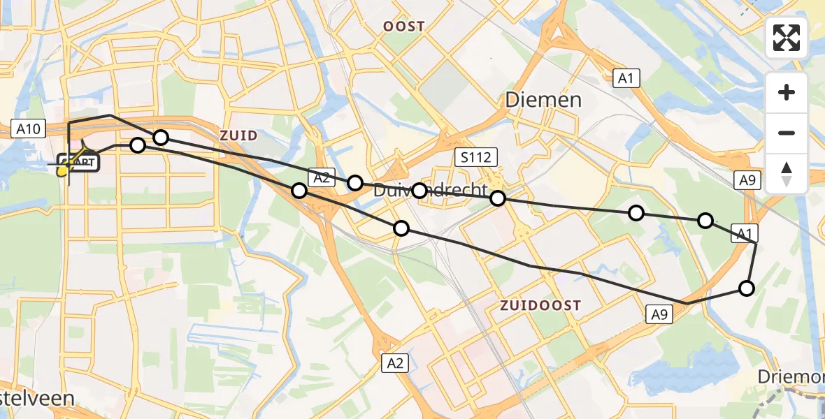 Routekaart van de vlucht: Lifeliner 1 naar VU Medisch Centrum Amsterdam