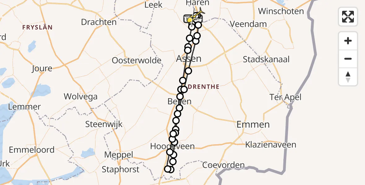 Routekaart van de vlucht: Lifeliner 4 naar Groningen Airport Eelde