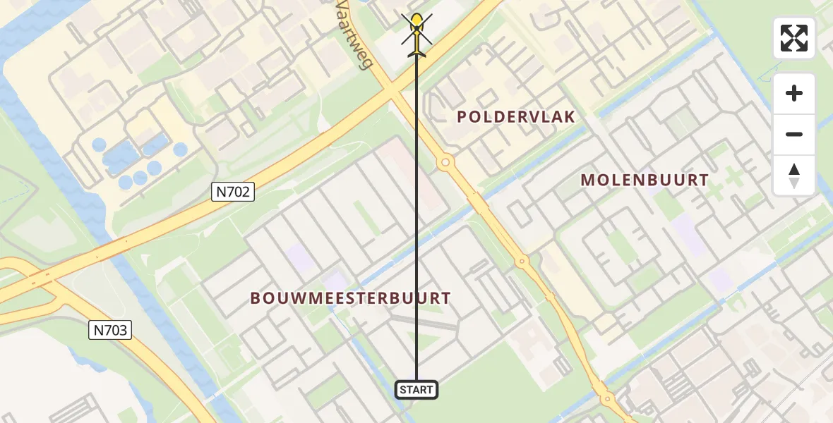 Routekaart van de vlucht: Politiehelikopter naar Almere