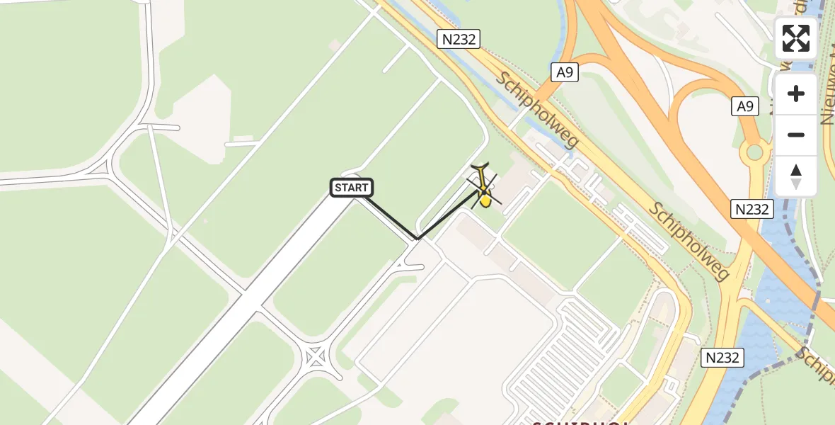 Vluchtroute Politiehelikopter van Schiphol naar Schiphol