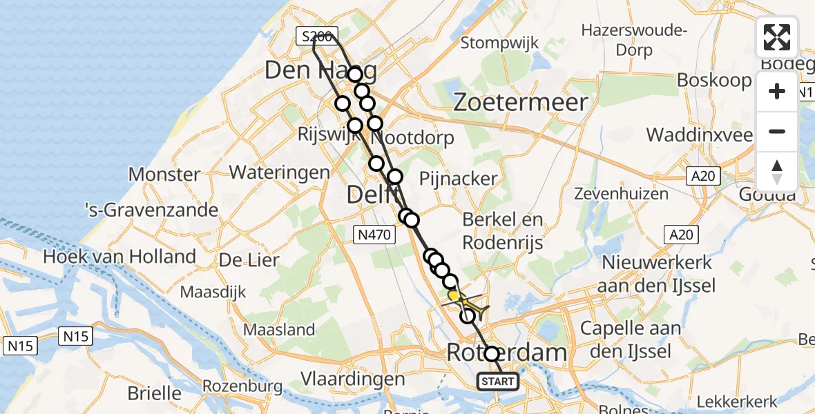 Routekaart van de vlucht: Lifeliner 2 naar Rotterdam The Hague Airport