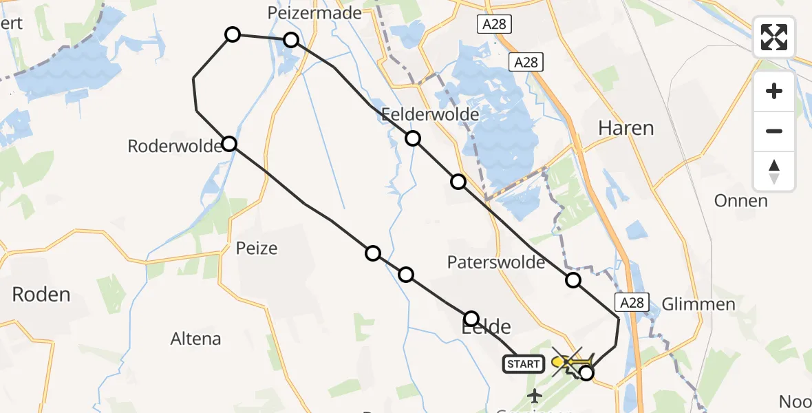 Routekaart van de vlucht: Lifeliner 4 naar Groningen Airport Eelde